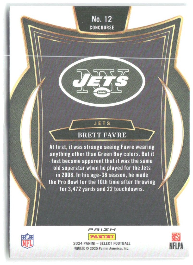 Brett Favre Panini Select - Green & Yellow Prizm Shock 12 2024 New York Jets