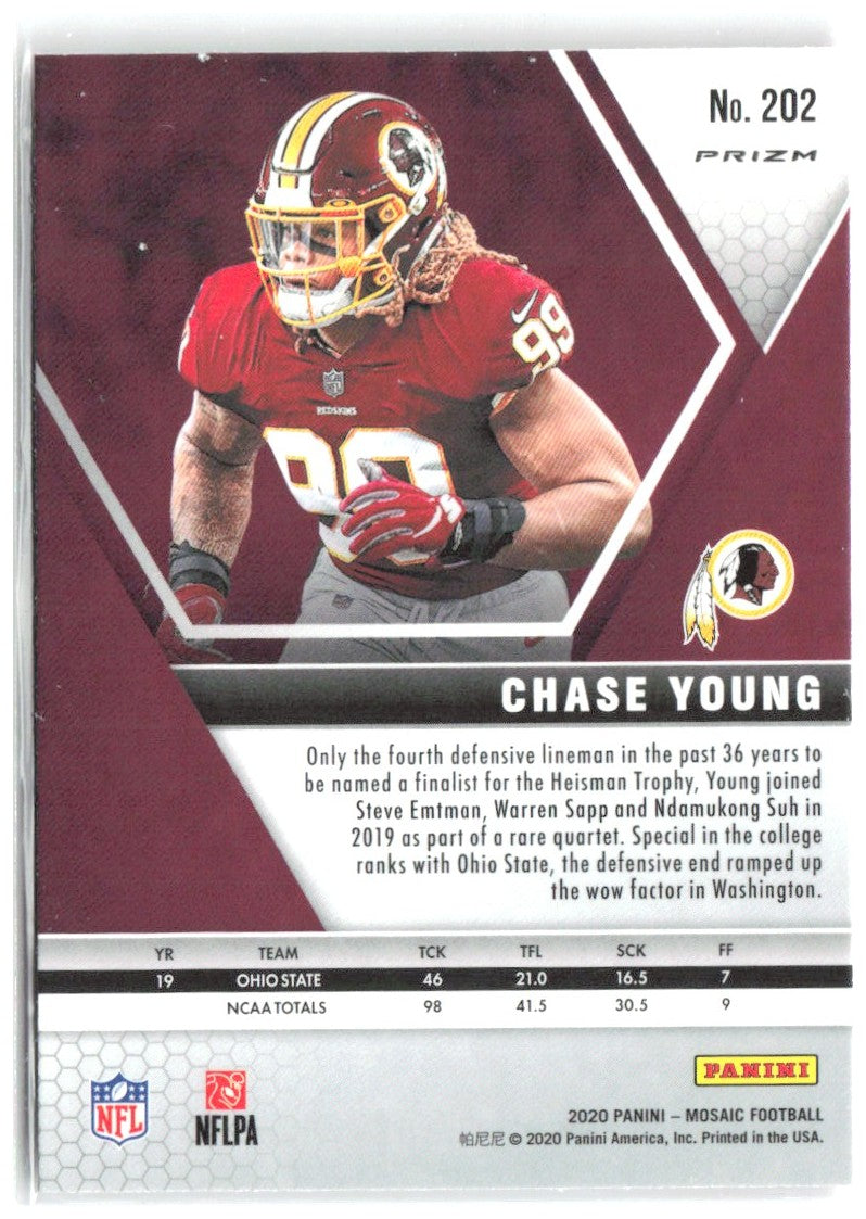 Chase Young Panini Mosaic - Prizm Camo Pink 202 2020 Washington Redskins