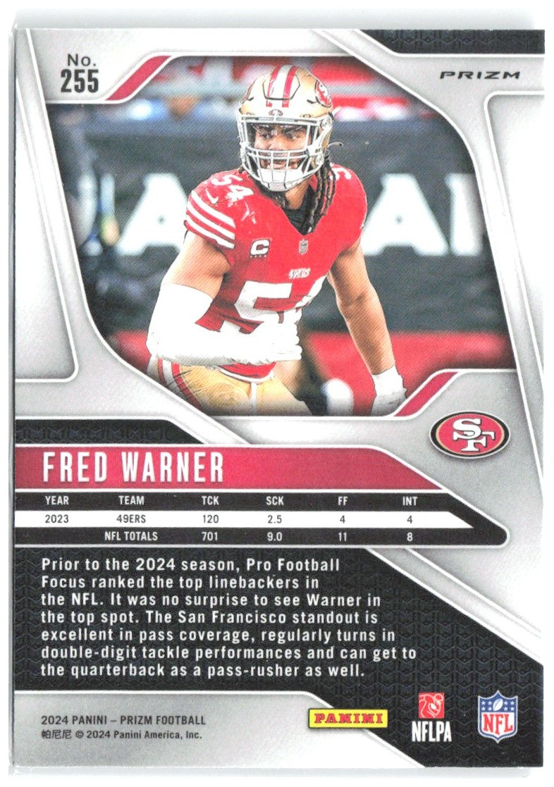 Fred Warner Panini Prizm - Silver 255 2024 San Francisco 49ers