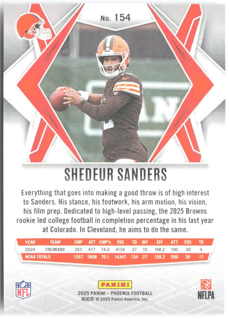 Shedeur Sanders Panini Phoenix 154 2025 Cleveland Browns RC