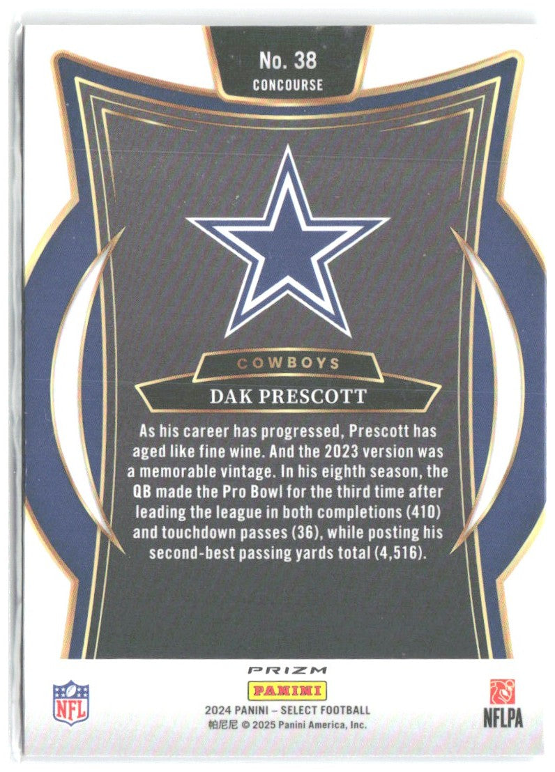Dak Prescott Panini Select - Black & Blue Prizm Shock 38 2024 Dallas Cowboys