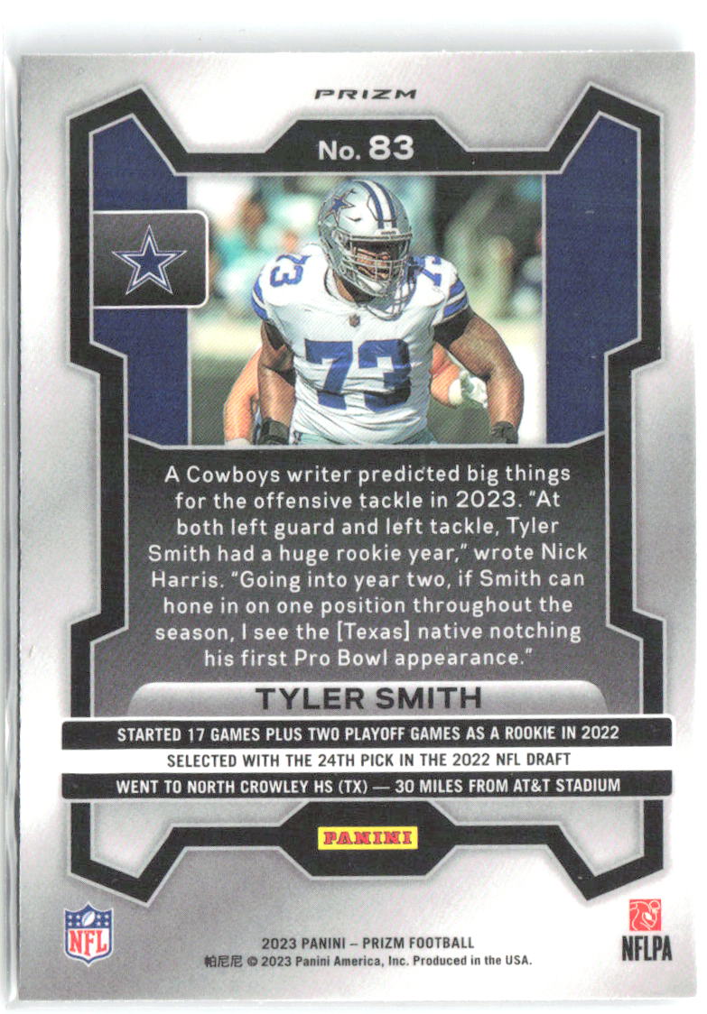 Tyler Smith Panini Prizm - Silver 83 2023 Dallas Cowboys