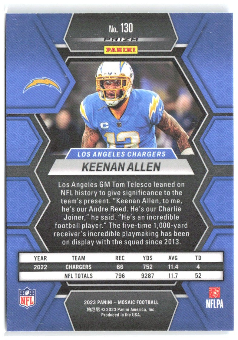 Keenan Allen Panini Mosaic - Reactive Blue Mosaic 130 2023 Los Angeles Chargers