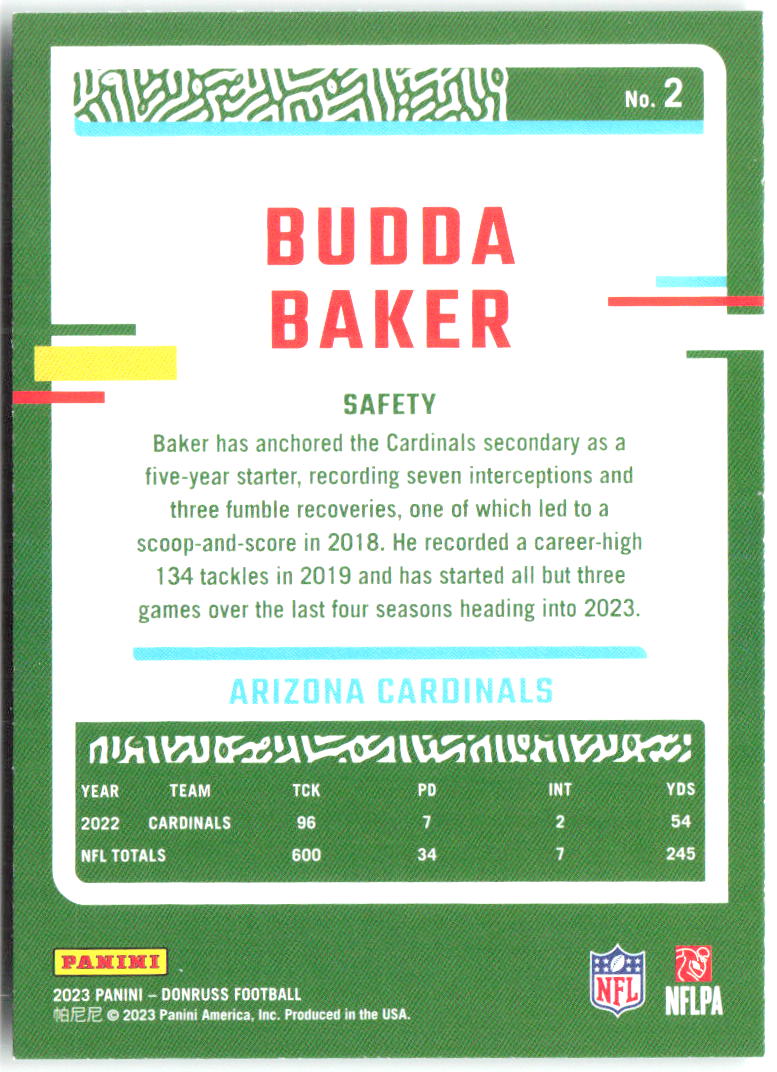 Budda Baker Press Proof Green Donruss - Press Proof Green 2 NM