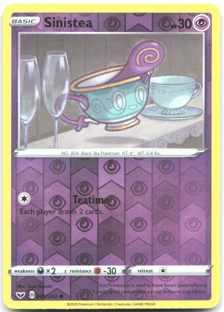 Sinistea Reverse Holo Common SWSH01 Sword & Shield Base Set 089/202 NM