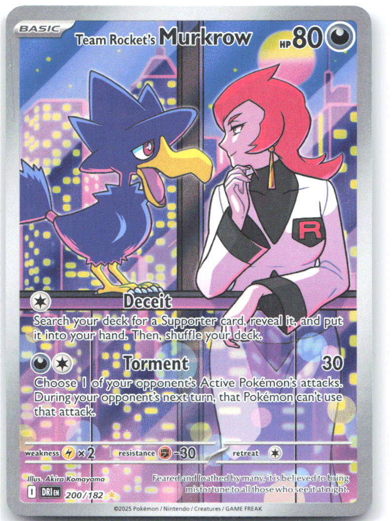 Team Rocket's Murkrow Holo Illustration Rare SV10: Destined Rivals 200/182 NM