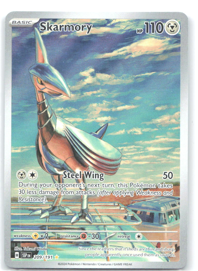 Skarmory Holo Illustration Rare SV08: Surging Sparks 209/191 NM Takumi Wada