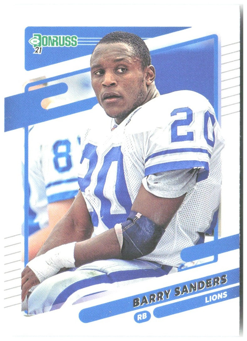 Barry Sanders Donruss 173 2021 Detroit Lions No Helmet Variant
