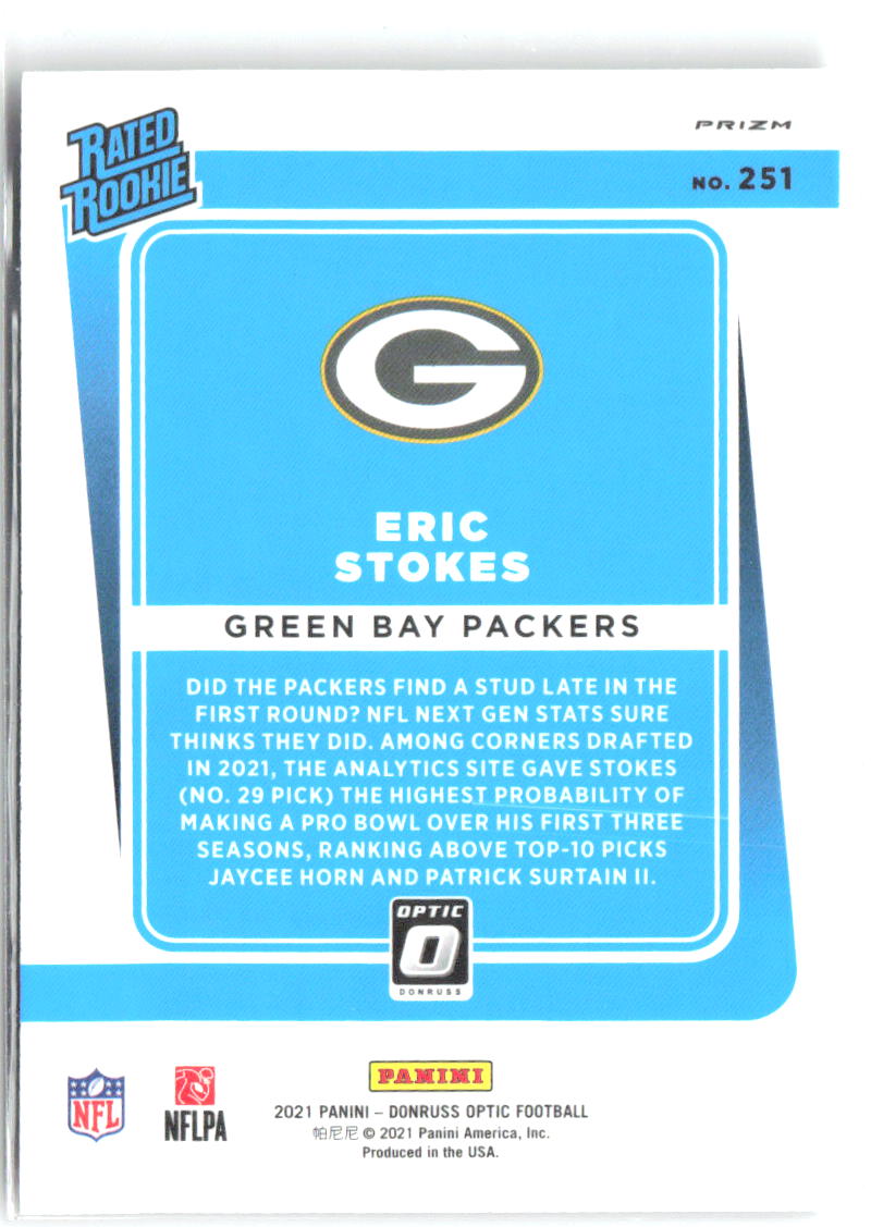 Eric Stokes Donruss Optic - Bronze 251 2021 Green Bay Packers