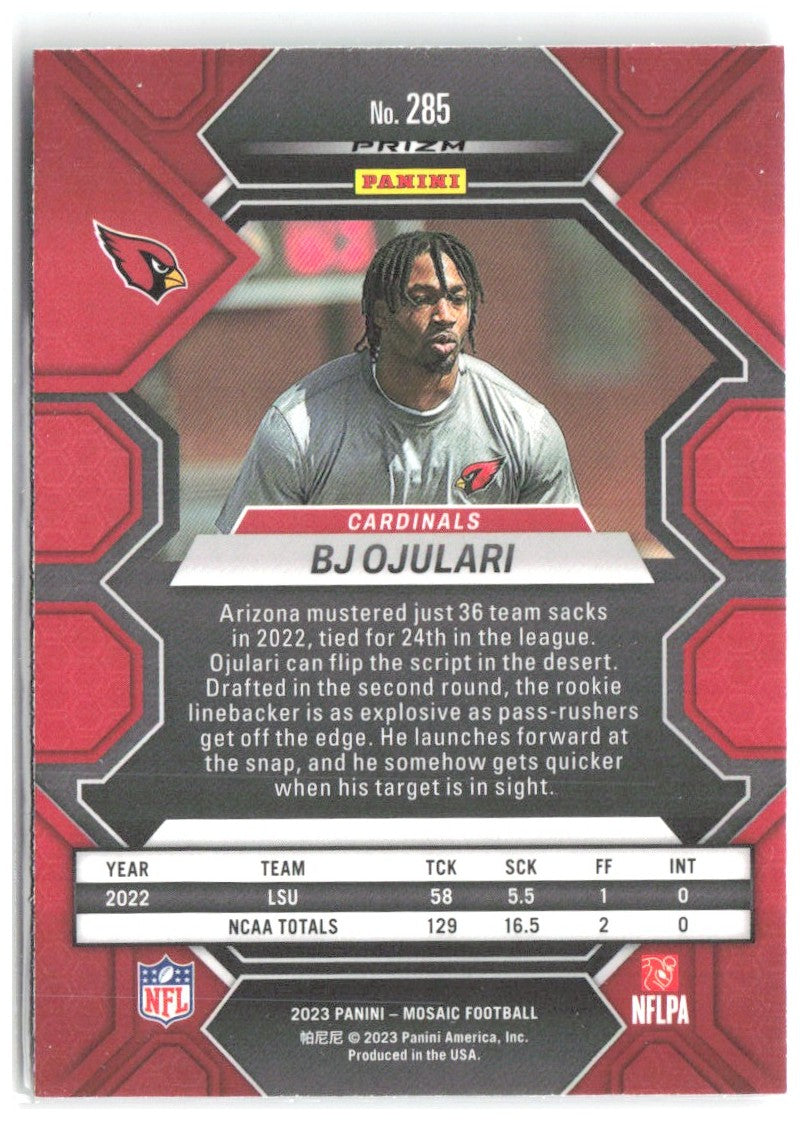 BJ Ojulari Panini Mosaic - Camo Pink Mosaic 285 2023 Arizona Cardinals