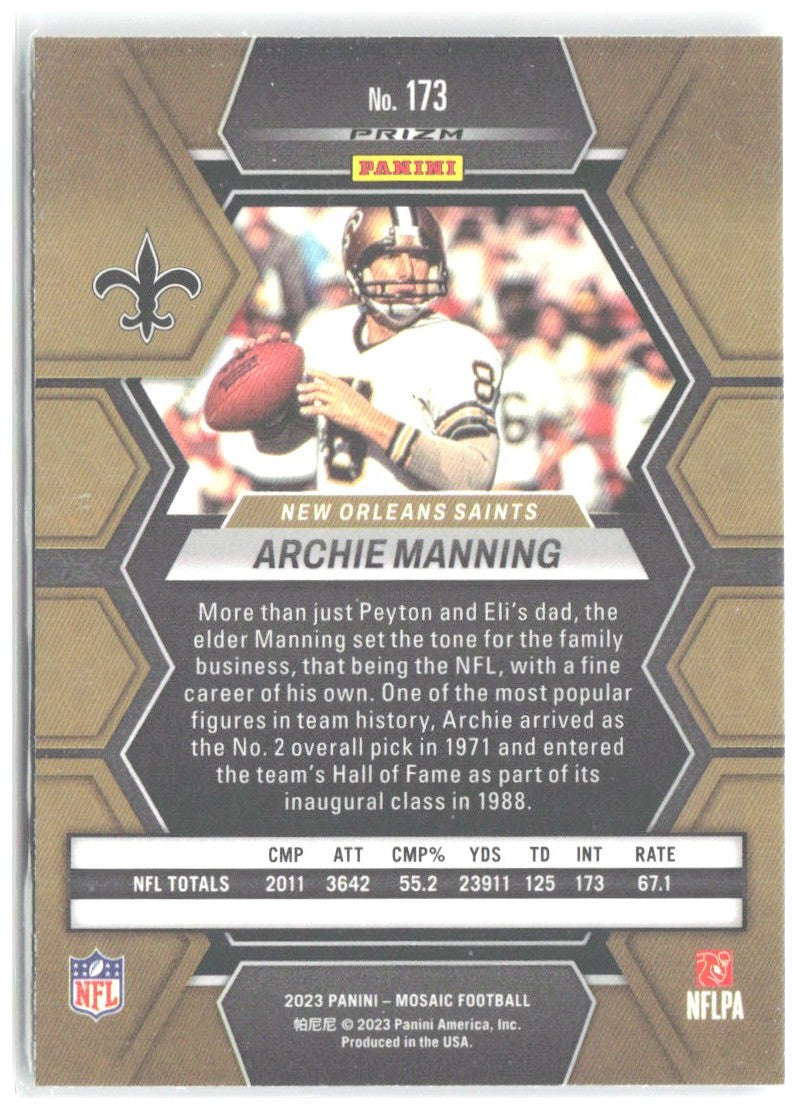 Archie Manning Panini Mosaic - Silver 173 2023 New Orleans Saints