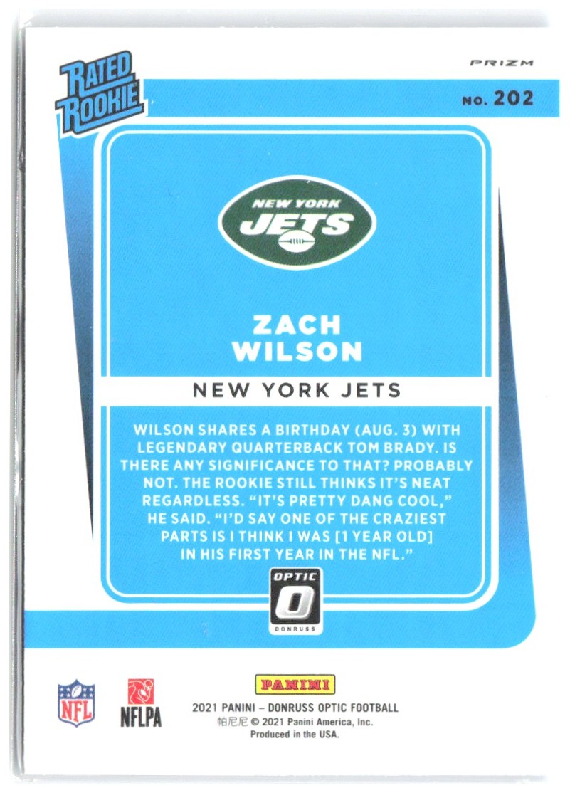 Zach Wilson Donruss Optic - Blue Scope 202 2021 New York Jets