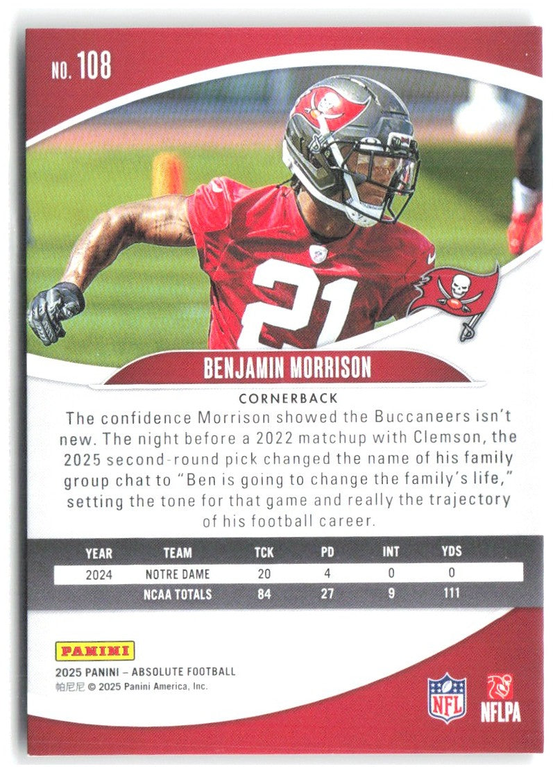 Benjamin Morrison Absolute - Orange Mosaic 108 2025 Tampa Bay Buccaneers /825