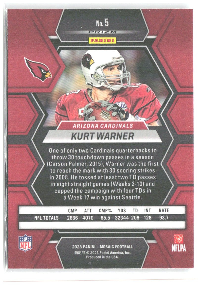 Kurt Warner Panini Mosaic - Mosaic 5 2023 Arizona Cardinals