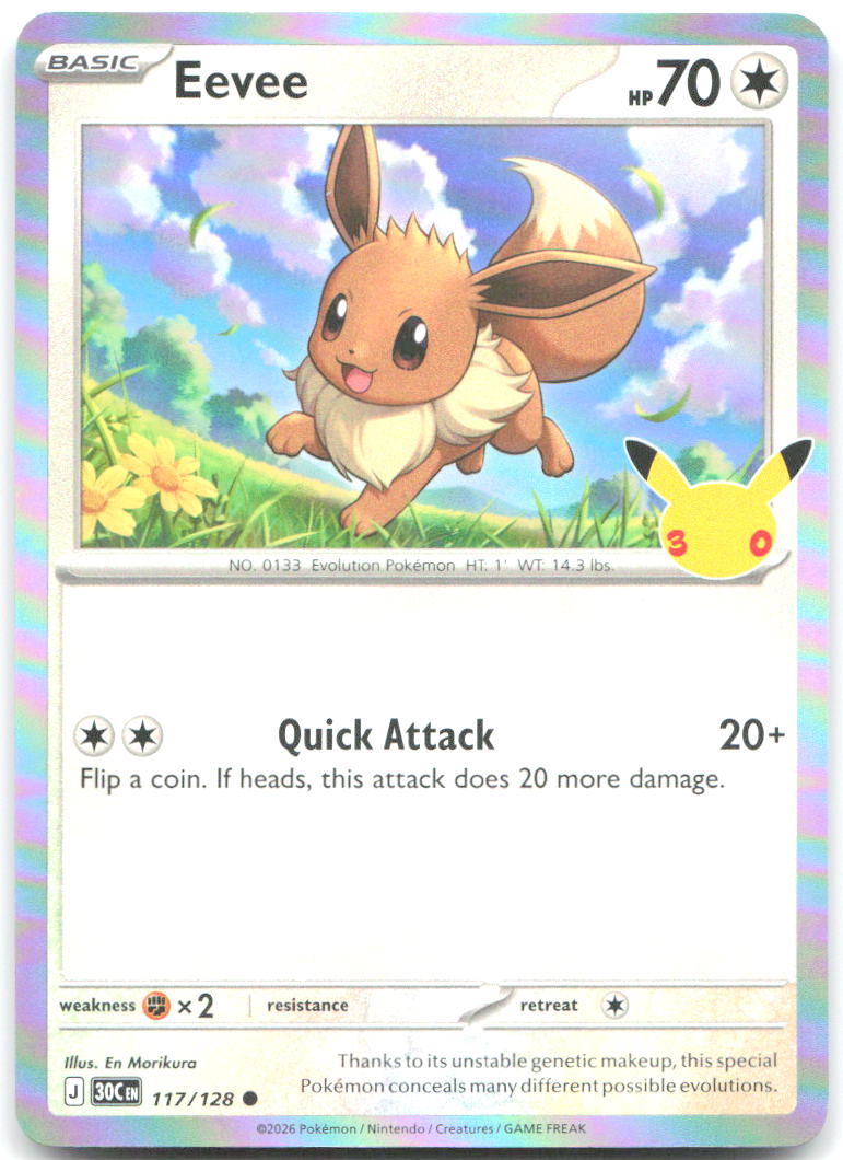 Eevee Holo Common ME 30th Celebration 117/128 NM En Morikura