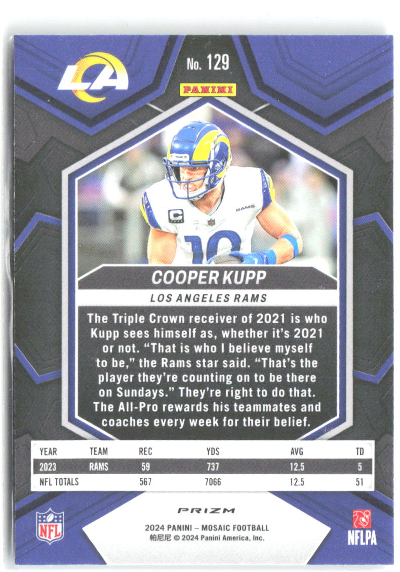 Cooper Kupp Panini Mosaic - Mosaic Green 129 2024 Los Angeles Rams