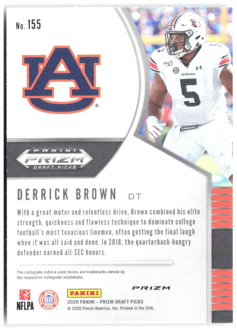 Derrick Brown Panini Prizm Draft Picks - Prizms Red 155 2020 Auburn Tigers