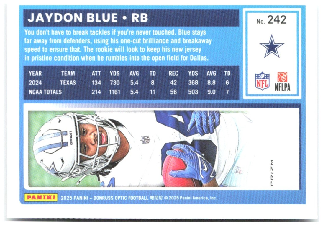 Jaydon Blue Donruss Optic - Holo 242 2025 Dallas Cowboys