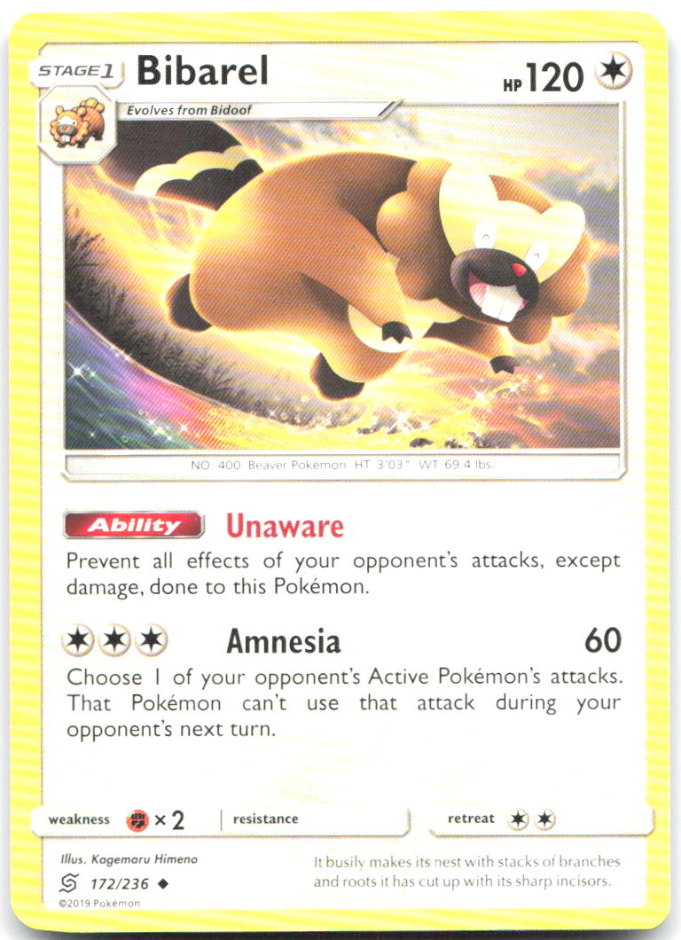Bibarel Uncommon SM Unified Minds 172/236 NM Kagemaru Himeno