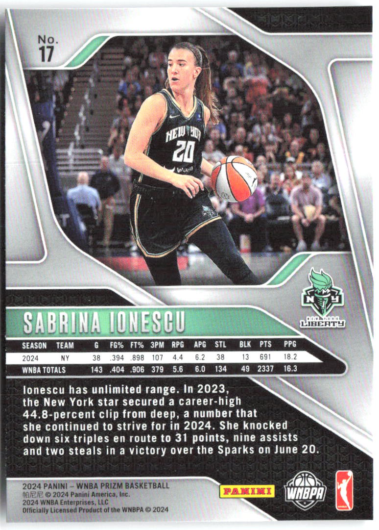 Sabrina Ionescu Panini Prizm WNBA 17 2024 New York Liberty