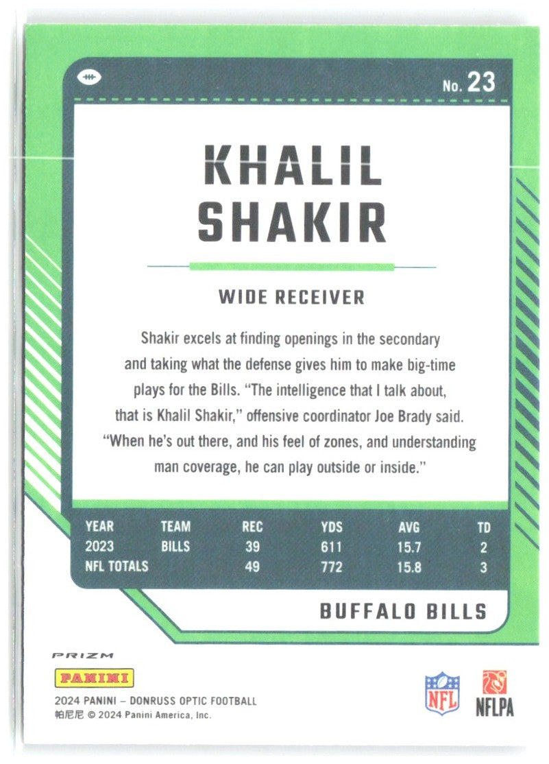 Khalil Shakir Donruss Optic - Holo 23 2024 Buffalo Bills
