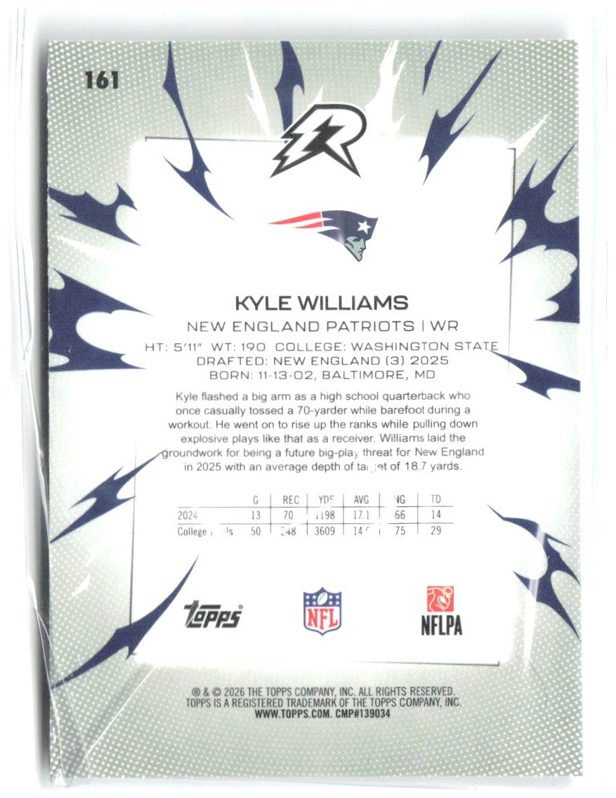 Kyle Williams Topps Resurgence 161 2025 New England Patriots RC