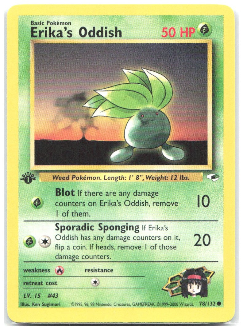 Erika's Oddish 78 1st Edition Common Gym Heroes 078/132 NM Ken Sugimori