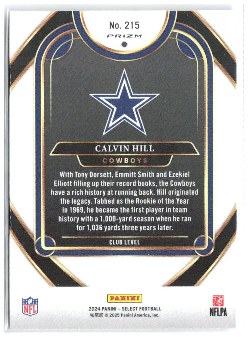Calvin Hill Panini Select - Red & Yellow Prizm Shock 215 2024 Dallas Cowboys
