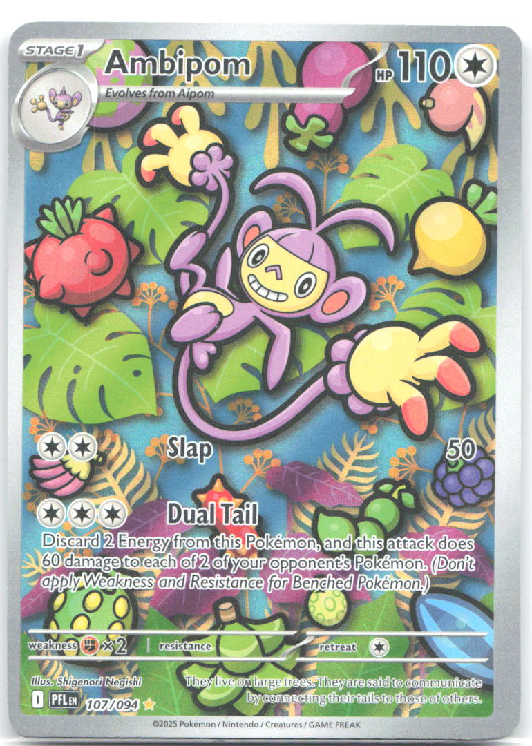Ambipom Holo Illustration Rare ME02: Phantasmal Flames 107/094 NM Shigenori Negishi