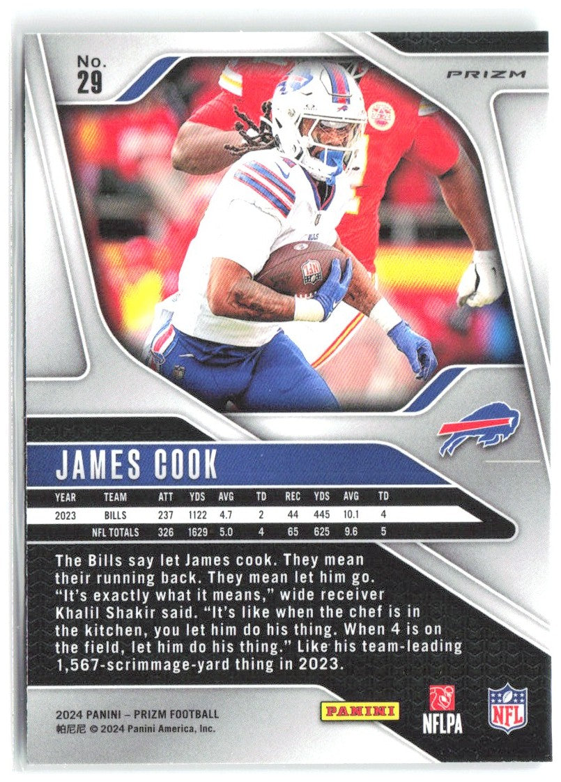 James Cook Panini Prizm - Green 29 2024 Buffalo Bills