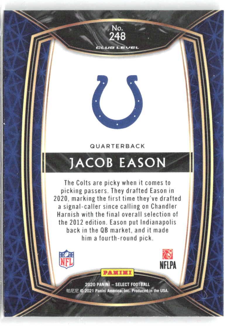 Jacob Eason Panini Select 48 2020 Indianapolis Colts RC
