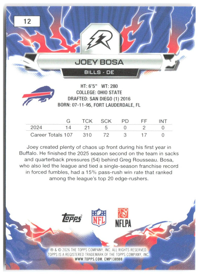 Joey Bosa Topps Resurgence - Blue & Orange Spark Refractor 12 2025 Buffalo Bills