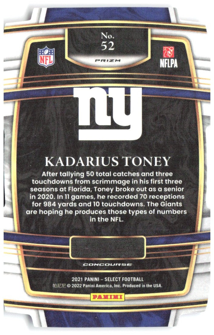 Kadarius Toney Panini Select Red and Blue Prizm Die Cut 52 2021 New York Giants