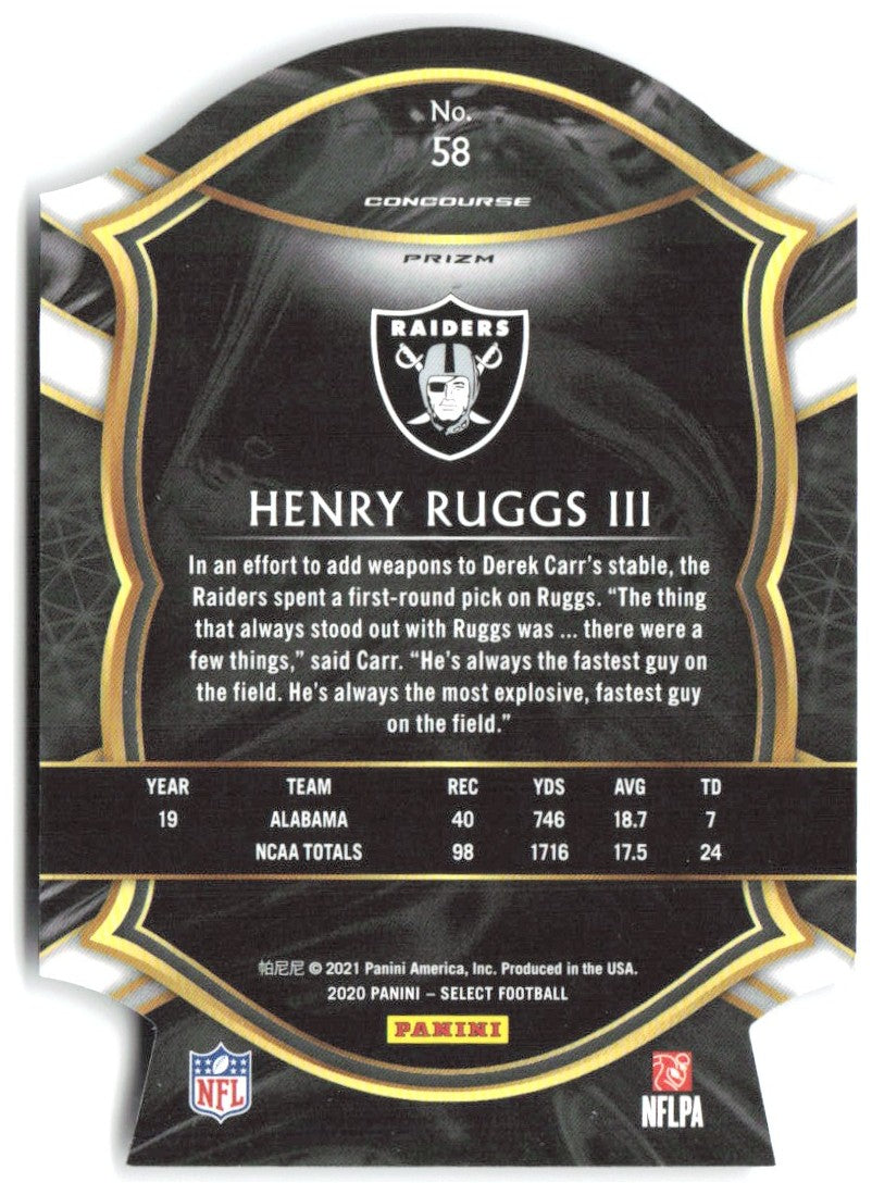 Henry Ruggs III Panini Select - Purple Prizm Die Cut 58 2020 Las Vegas Raiders