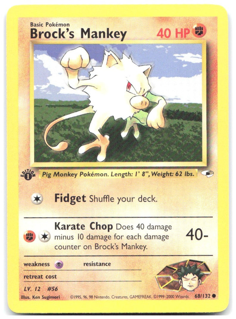 Brock's Mankey 68 1st Edition Common Gym Heroes 068/132 NM Ken Sugimori