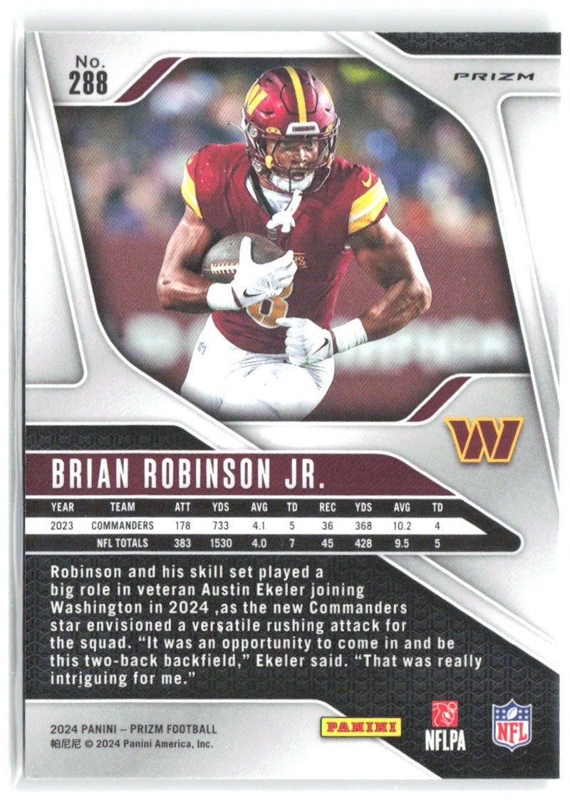 Brian Robinson Jr. Panini Prizm - Green 288 2024 Washington Commanders