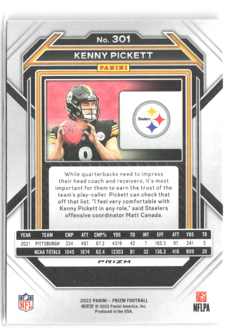 Kenny Pickett Panini Prizm - Red White and Blue 301 2022 Pittsburgh Steelers