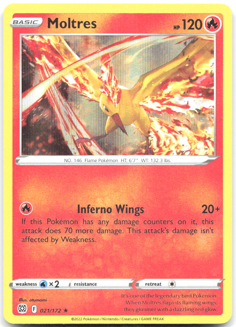 Moltres Holo Rare SWSH09: Brilliant Stars 021/172 NM Kazumasa Yasukuni