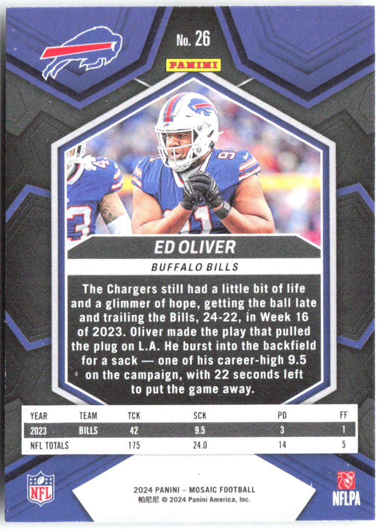 Ed Oliver Panini Mosaic 26 2024 Buffalo Bills