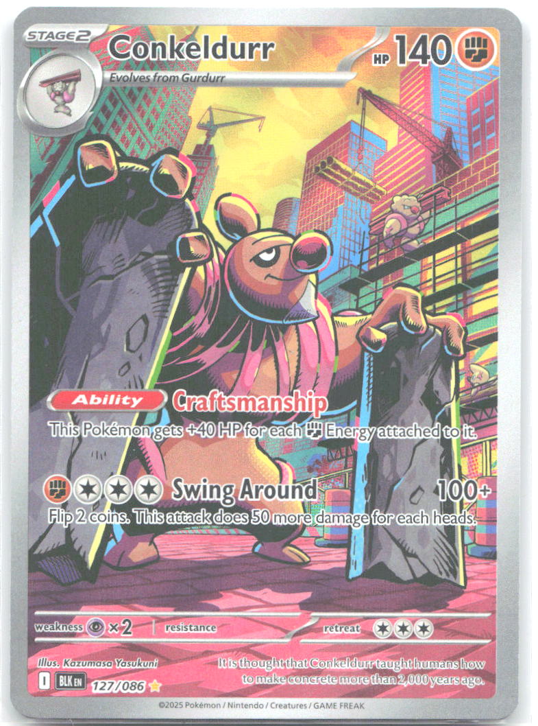 Conkeldurr Holo Illustration Rare SV: Black Bolt 127/086 NM Kazumasa Yasukuni