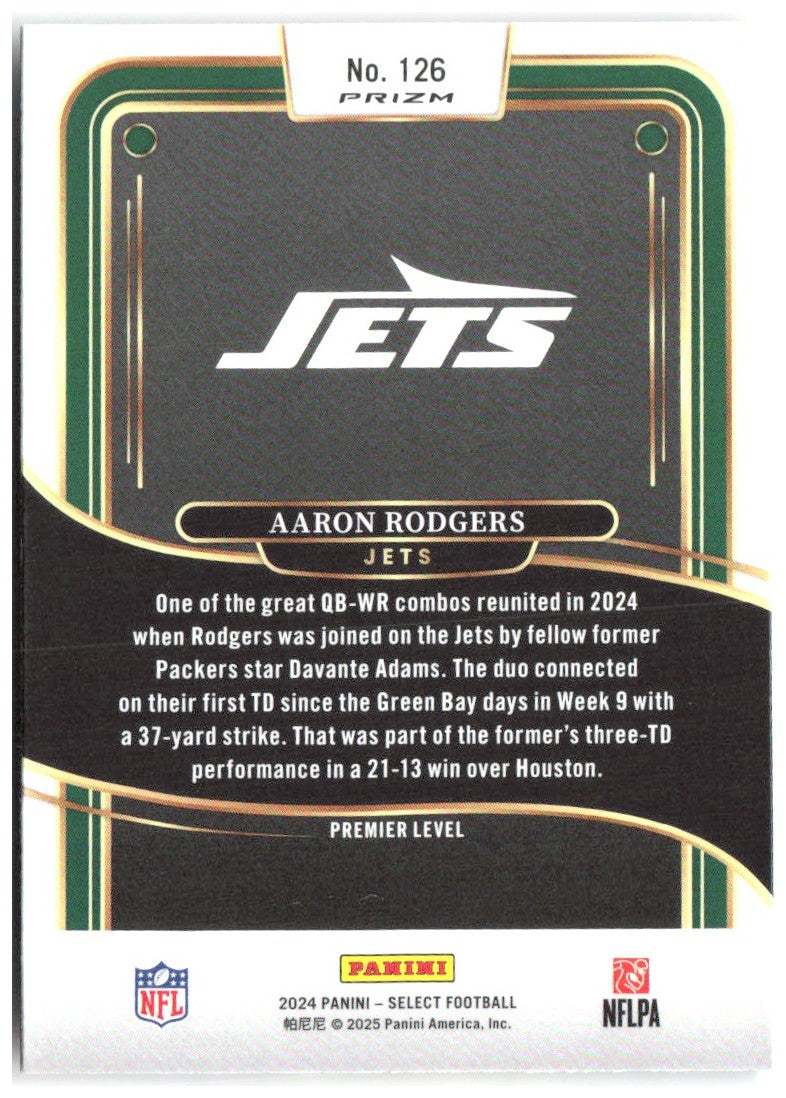 Aaron Rodgers Panini Select - Red & Yellow Prizm Shock 126 2024 New York Jets