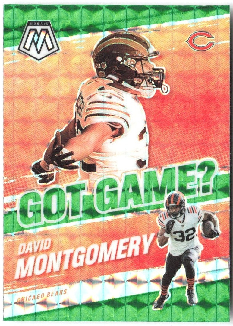 David Montgomery Panini Mosaic - Got Game? Mosaic Green GG-13 2021 Chicago Bears