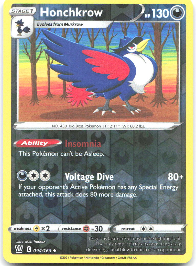 Honchkrow Reverse Holo Uncommon SWSH05 Battle Styles 094/163 NM Miki Tanaka