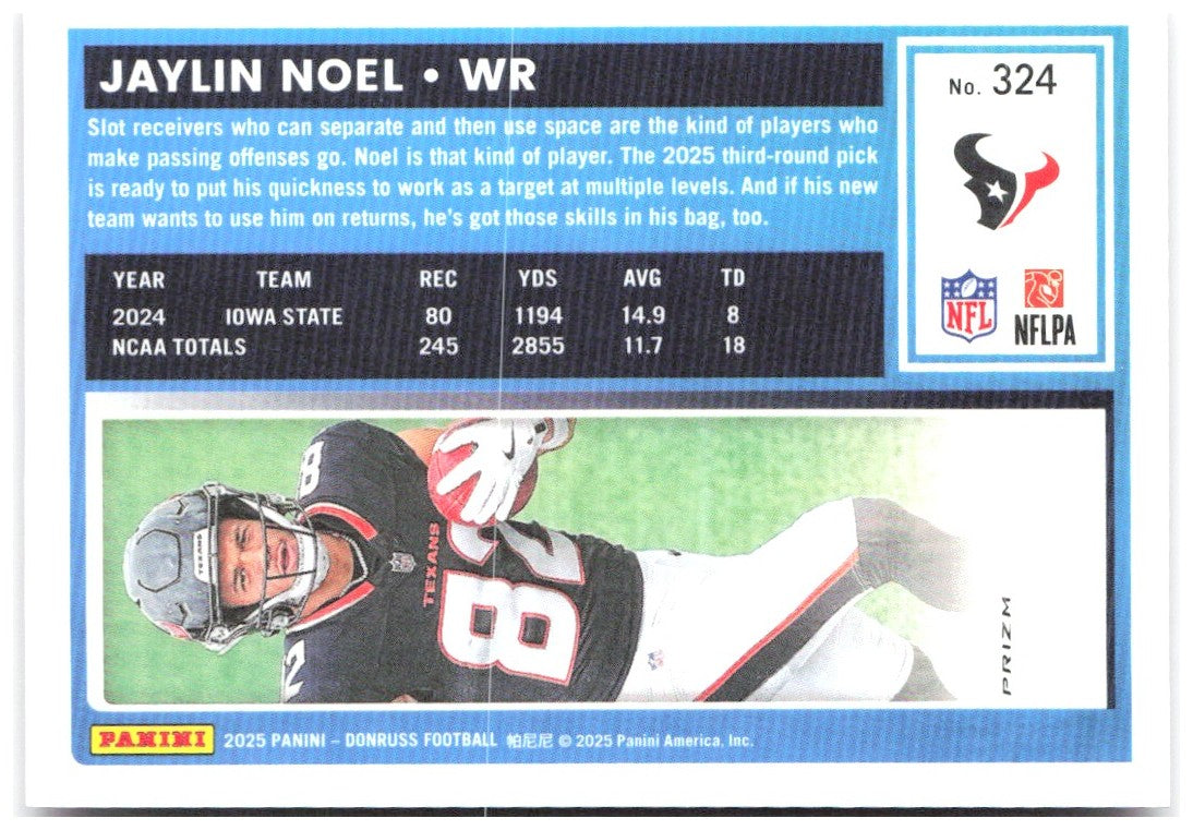 Jaylin Noel Donruss - Optic Rated Rookies Preview Pink 324 2025 Houston Texans