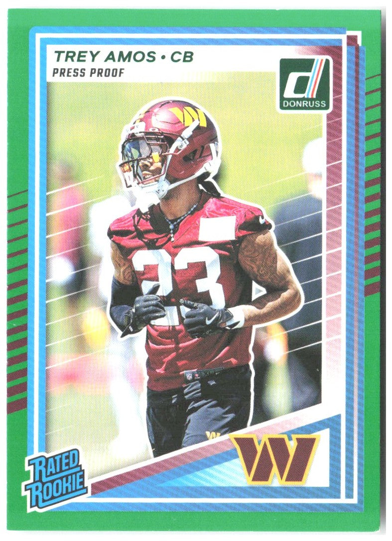 Trey Amos Donruss - Press Proofs Green 369 2025 Washington Commanders