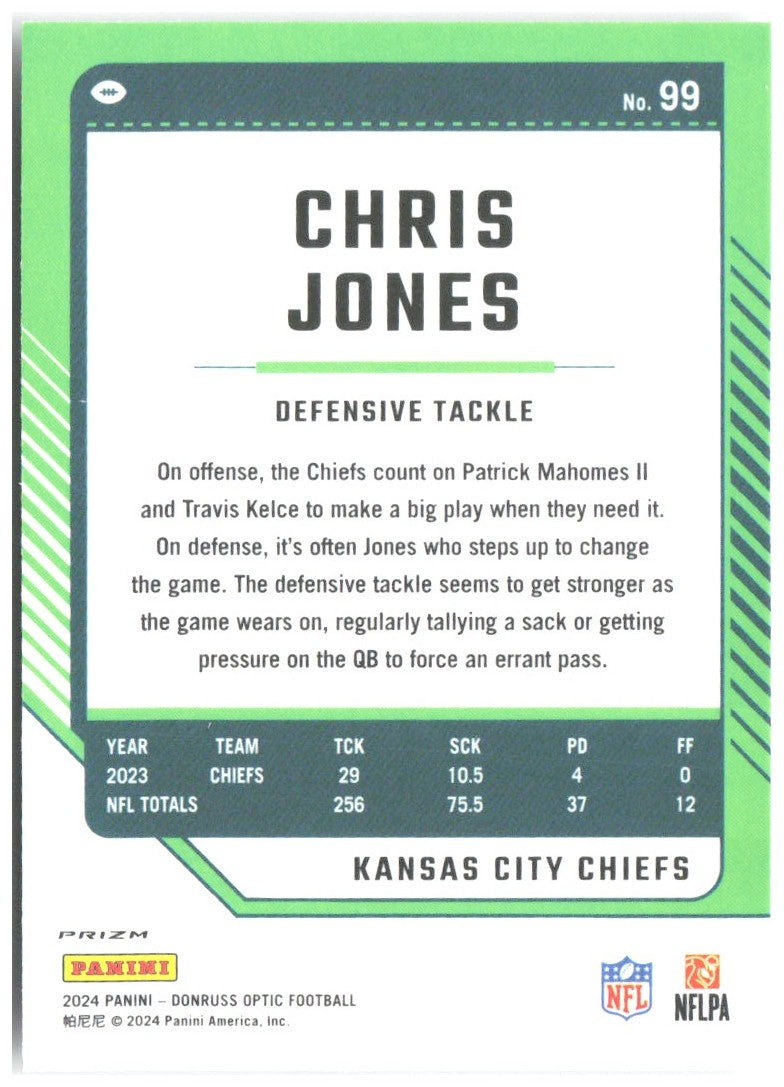 Chris Jones Donruss Optic - Holo 99 2024 Kansas City Chiefs