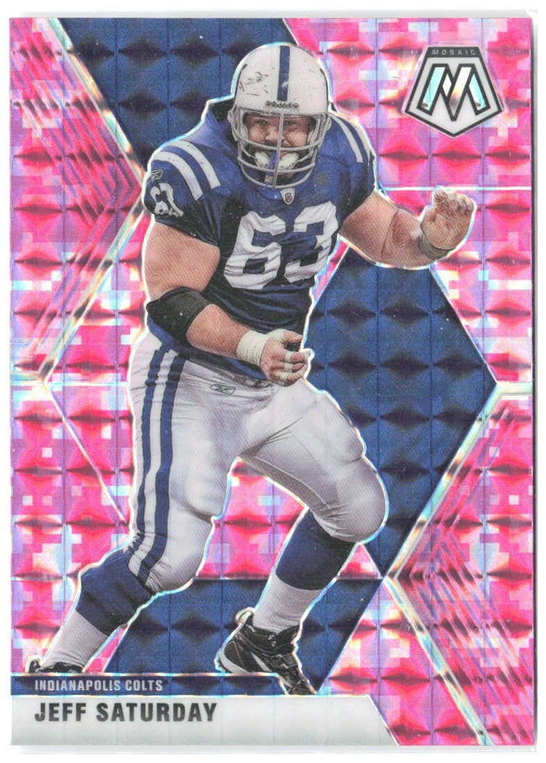 Jeff Saturday Panini Mosaic - Prizm Camo Pink 96 2020 Indianapolis Colts