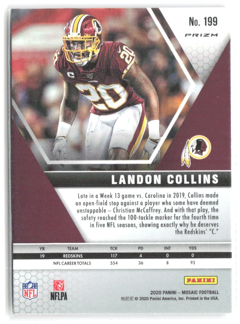 Landon Collins Panini Mosaic - Prizm Red 199 2020 Washington Redskins