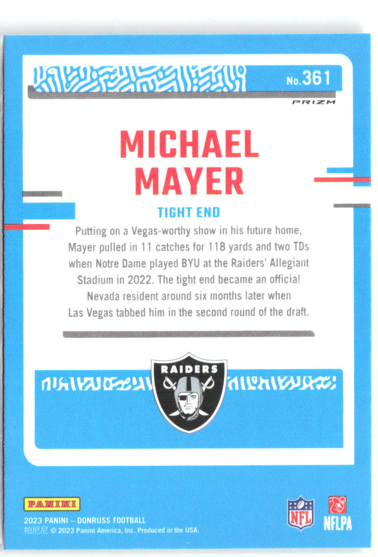 Michael Mayer Donruss - Optic Rated Rookie Red & Green Prizm 361 2023 Raiders