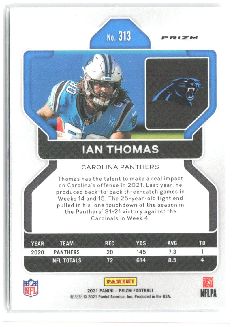 Ian Thomas Panini Prizm - Silver 313 2021 Carolina Panthers